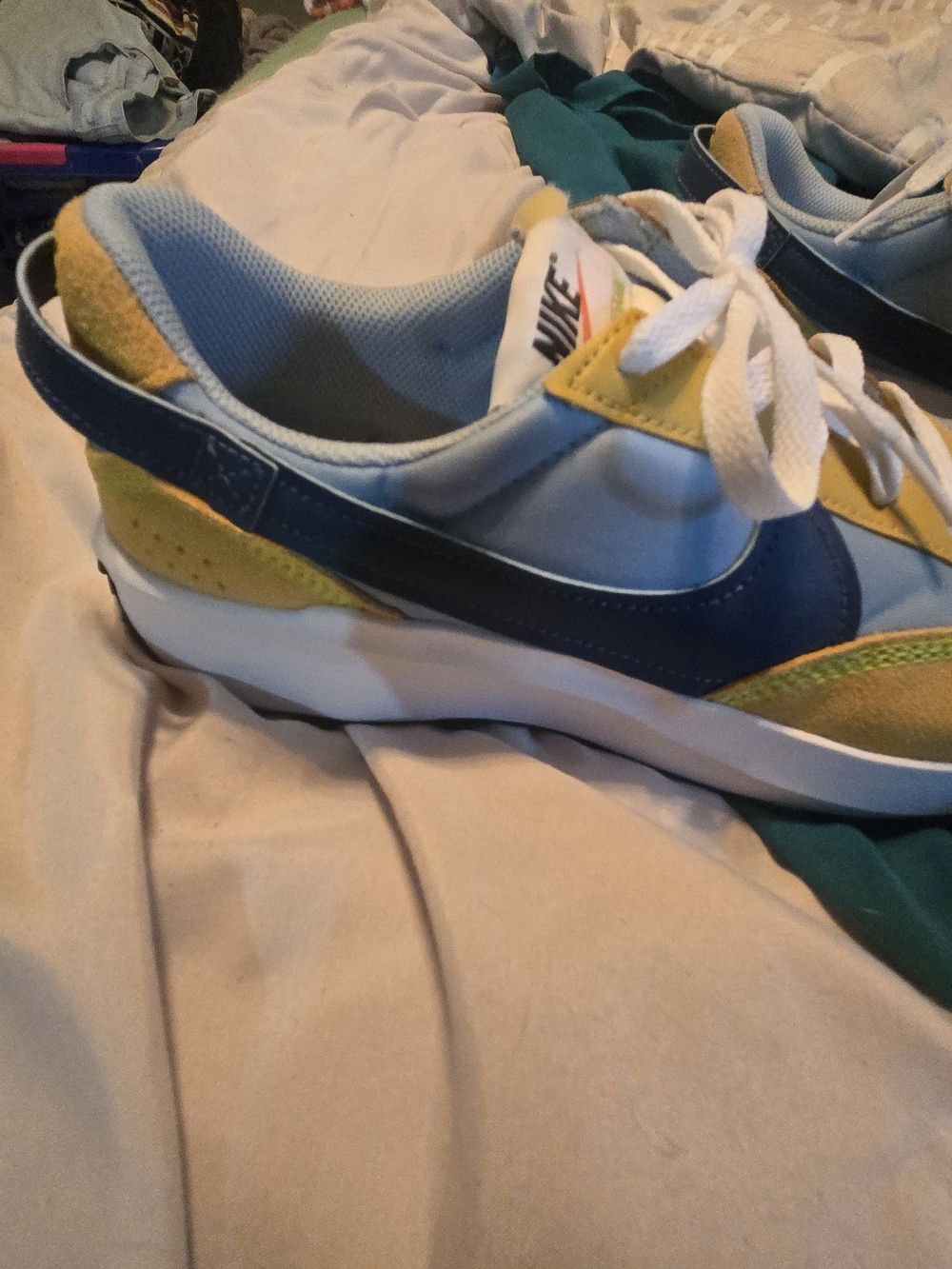 Nike Men’s Waffel Runner Sneakers — Light Blue & Yellow. Worn 1x - Picture 2 of 5